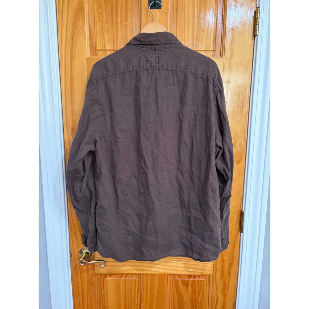 Banana Republic Linen Shirt Brown Button Up Casual XL 17 17.5 - Picture 4 of 7